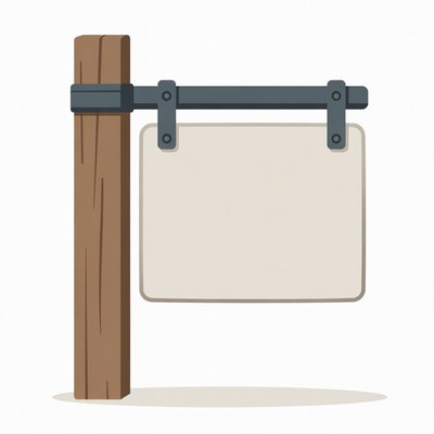 Blank sign on wooden post