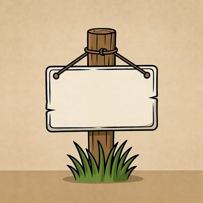 Blank wooden signpost on grass