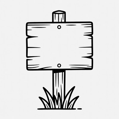 Blank wooden sign on grass
