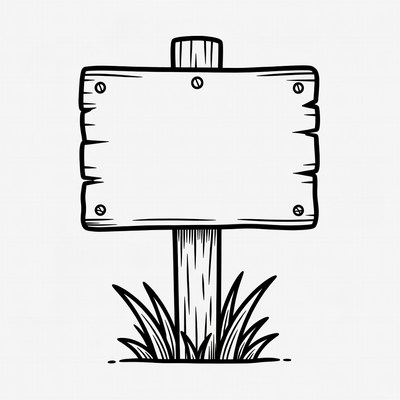 Blank wooden sign on grass