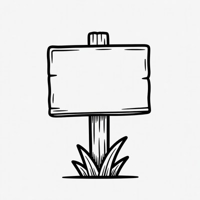 Wooden sign on grass