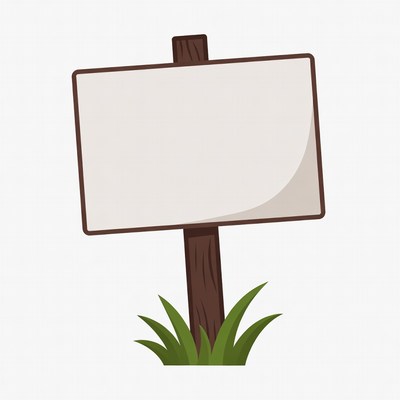 Blank wooden sign in green grass