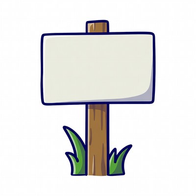 Blank sign on a wooden post