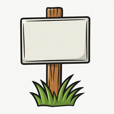 Blank sign in grassy field