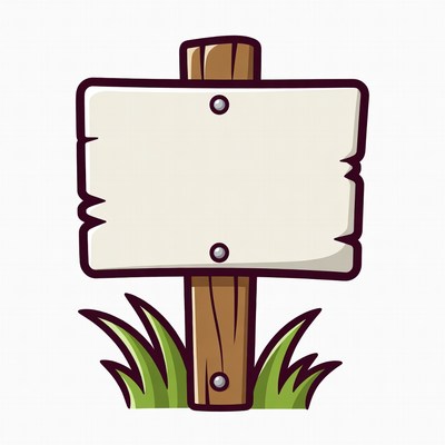 Blank wooden sign with grass