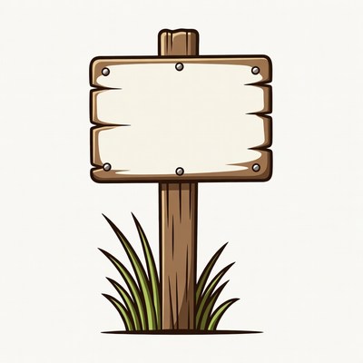 Blank wooden sign in grass
