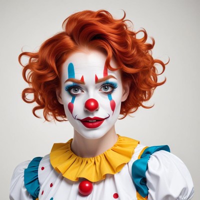 Colorful clown portrait with bright makeup