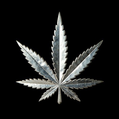 Silver cannabis leaf design art