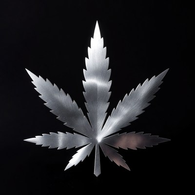 Silver leaf design on black background