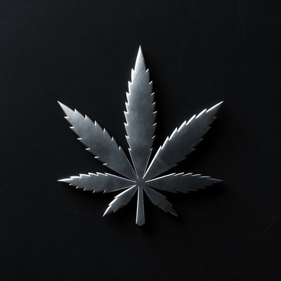 Silver cannabis leaf design
