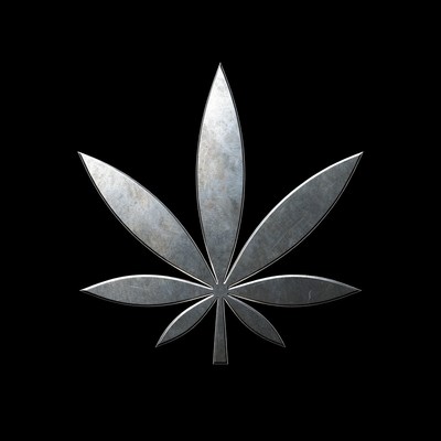 Metallic cannabis leaf design
