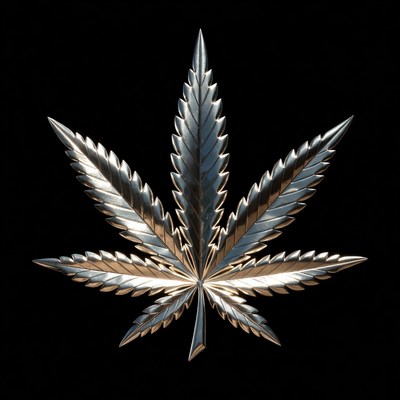 Metallic cannabis leaf design