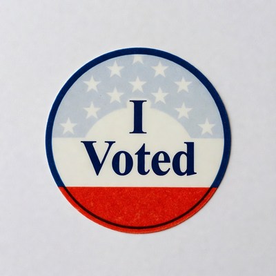 Voting sticker with patriotic design