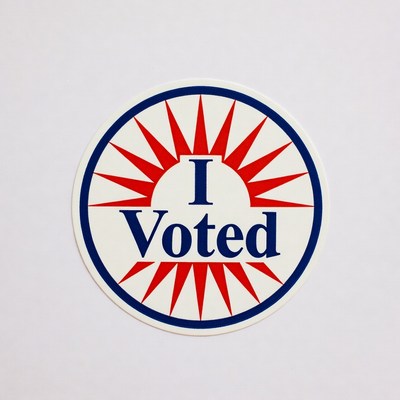 Voter sticker with sunburst design