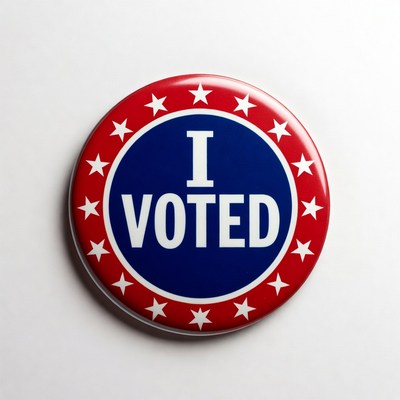 Vote badge with blue and red colors
