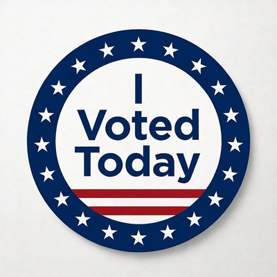 Voter sticker promoting civic engagement