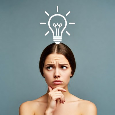 Deep in thought with a lightbulb