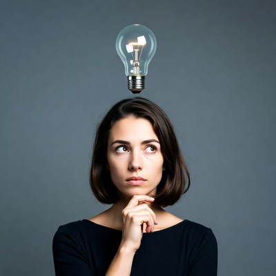 Woman with idea above head