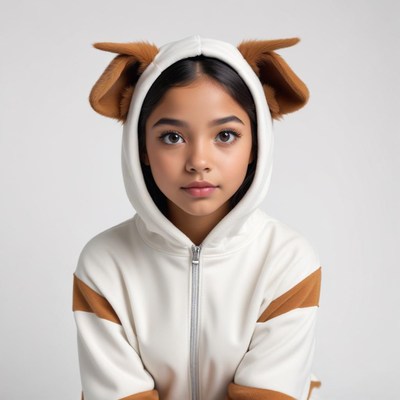 Child in animal-themed hoodie
