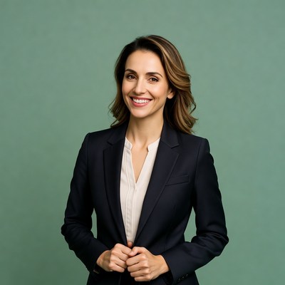 Confident professional woman posing in studio