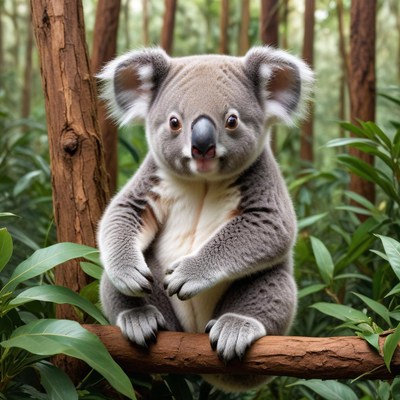 Koala resting on tree branch