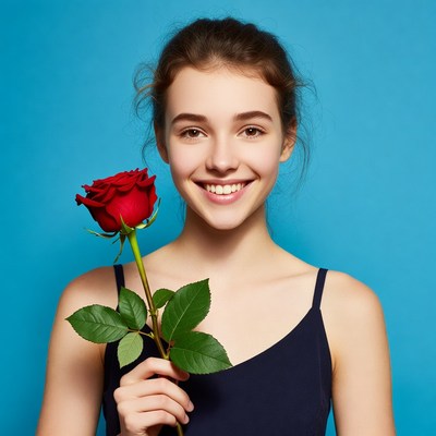Young woman with a rose