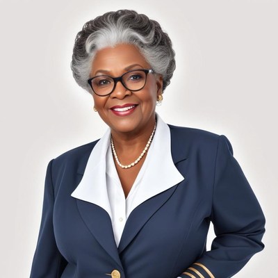 Senior woman in formal attire smiling