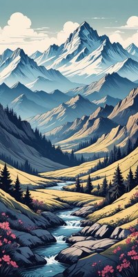 Majestic mountain landscape with river