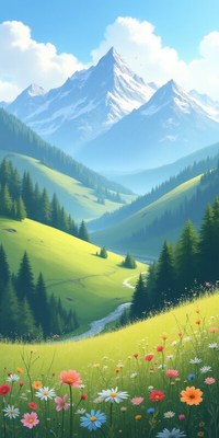 Serene mountain landscape with river