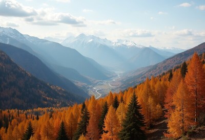 Autumn view of mountain valley