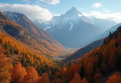 Autumn colors in mountain valley