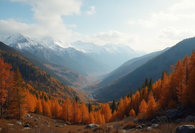 Autumn landscape in mountain valley