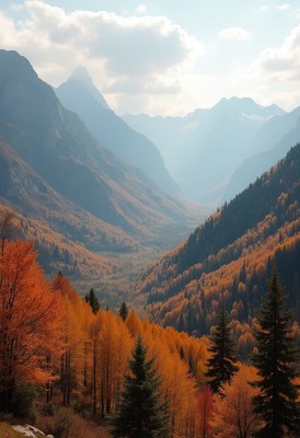 Autumn colors in mountain valley