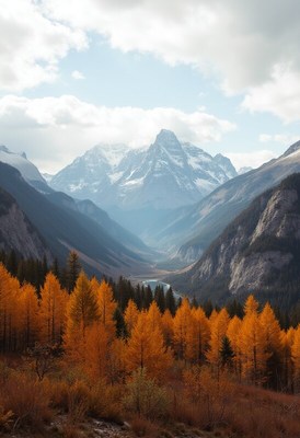 Majestic autumn landscape with mountains