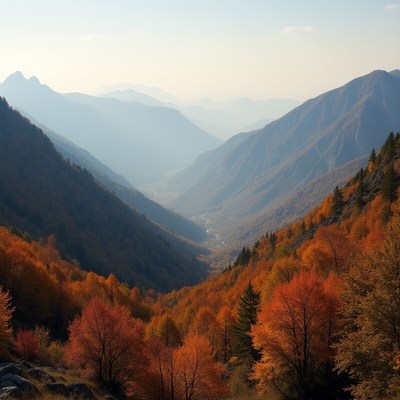 Majestic autumn valley in the mountains