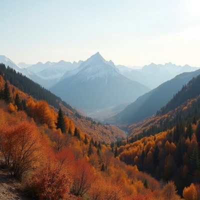 Autumn view of mountain valley