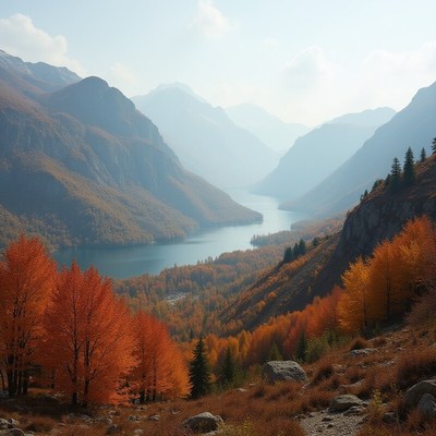 Autumn colors in mountain valley