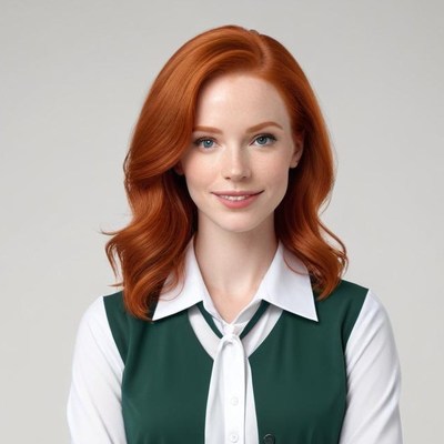 Woman with red hair smiling