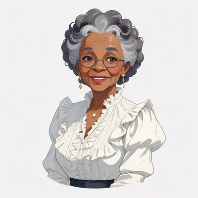 Elegant elderly woman with curly hair