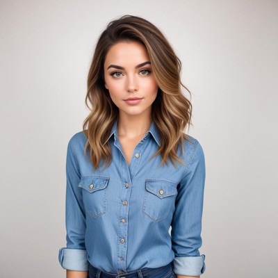 Young woman in denim outfit
