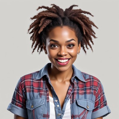 Smiling woman with natural hair