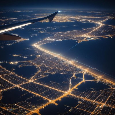 City lights from above at night