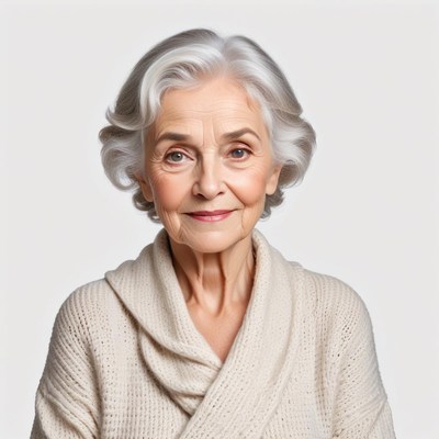 Elderly woman in cozy sweater