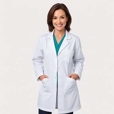 Smiling female doctor in lab coat