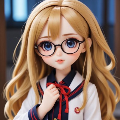 Doll in school uniform portrait