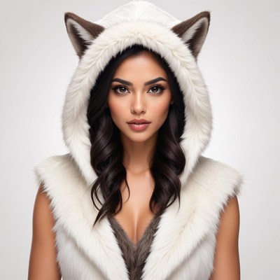 Stylish winter fashion with fox hoodie