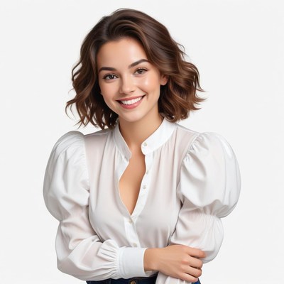 Smiling woman in stylish outfit