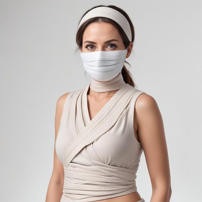 Woman in mask and chic attire