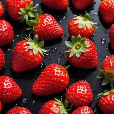Fresh strawberries on a dark surface