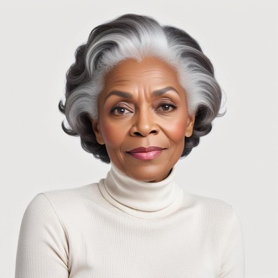 Elderly woman with gray hair